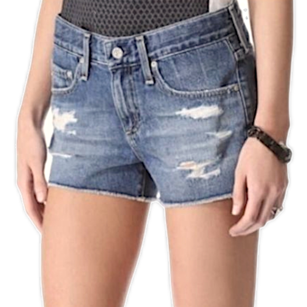 AG The Bonnie Relaxed Distressed Blue Jean Denim Mid Rise Shorts NWT Women's 30 - Picture 2 of 10